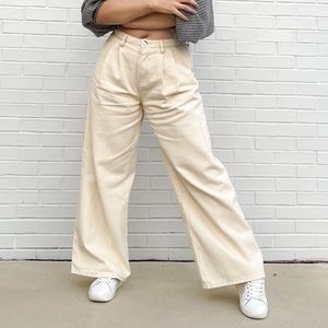 Wide leg off white pants